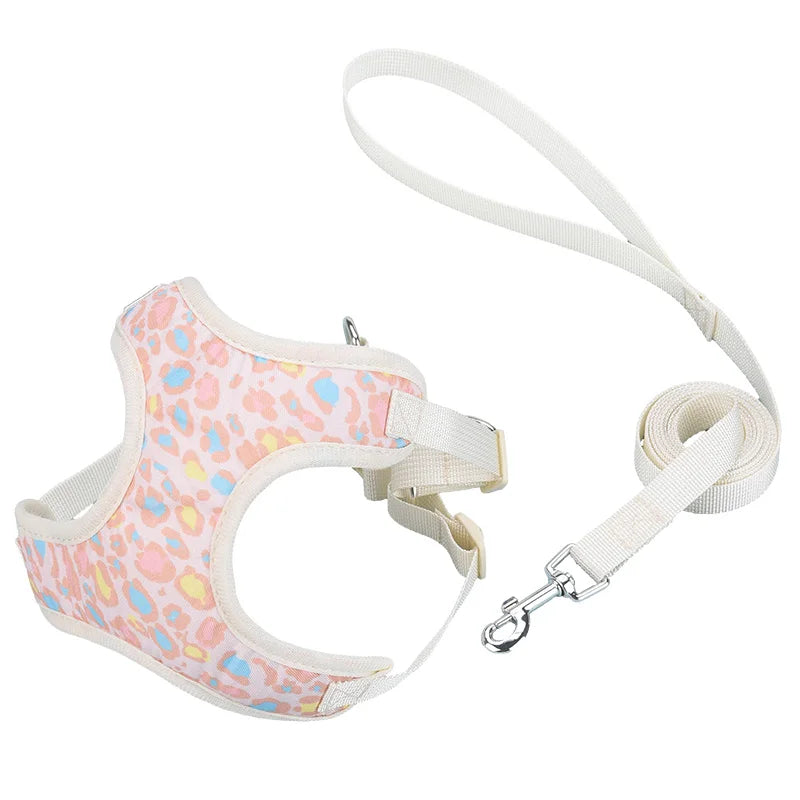 Leopard Print Pet Harness & Leash Set – Stylish Comfort for Cats & Dogs