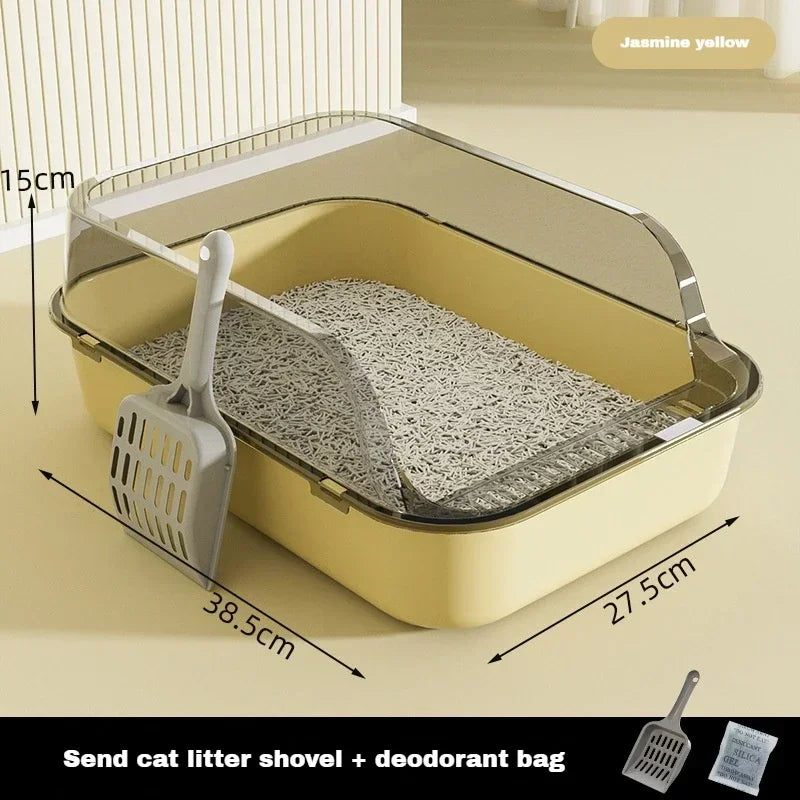 SplashGuard Semi-Enclosed Cat Litter Box with Integrated Scoop