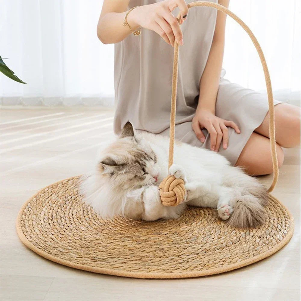 Eco-Friendly Rattan Cat Scratcher & Furniture Protector Mat