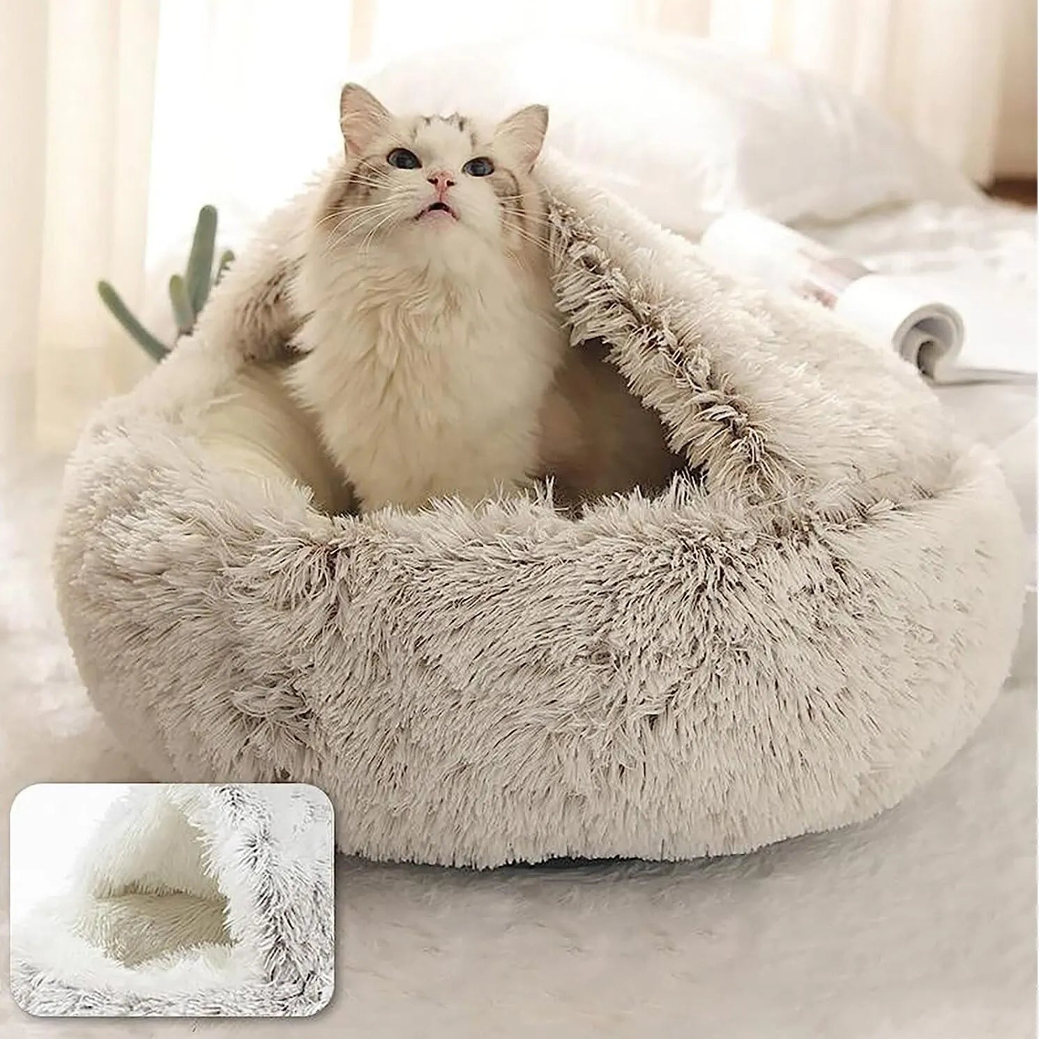 Soft Plush Pet Bed with Cover for Cat or Dog