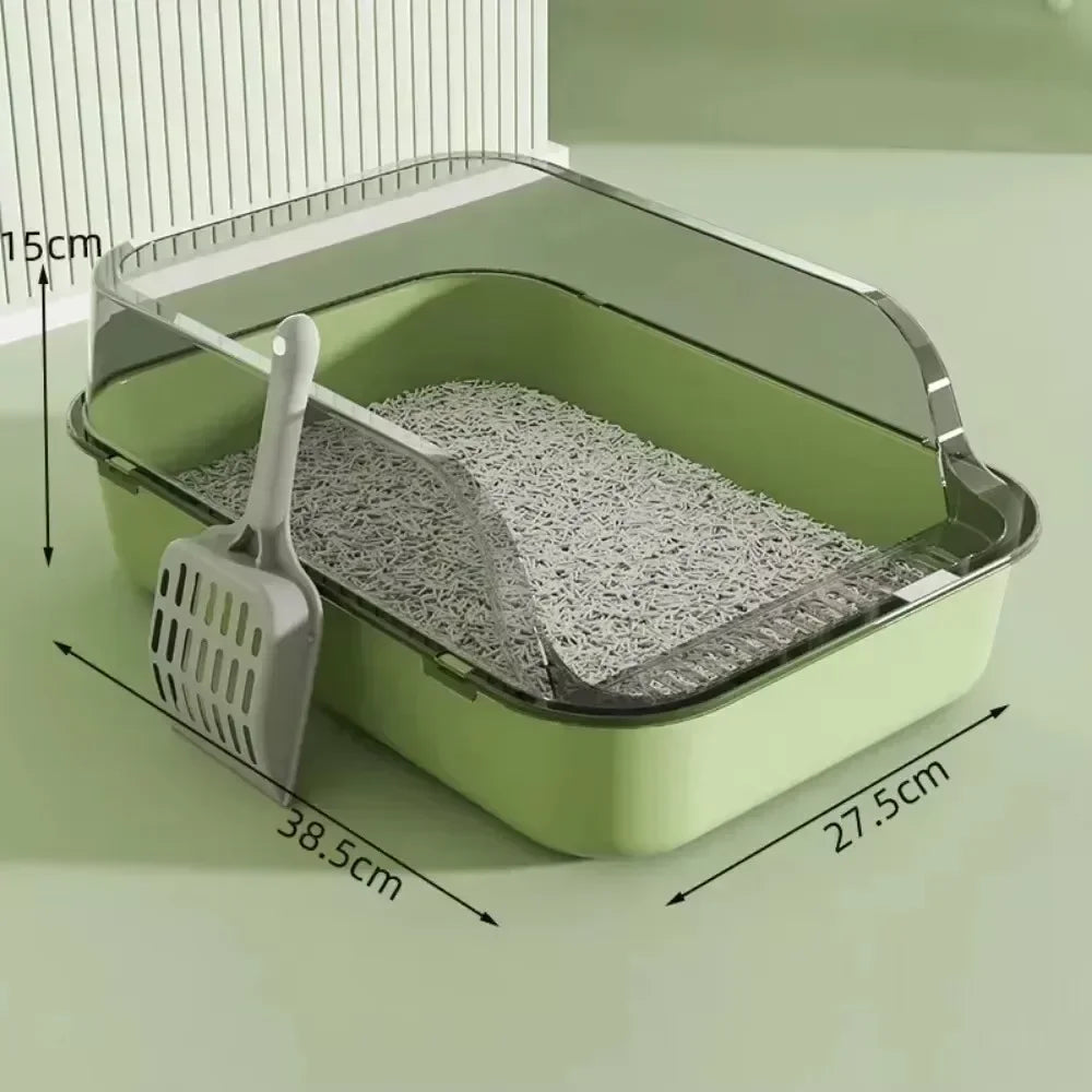 SplashGuard Semi-Enclosed Cat Litter Box with Integrated Scoop