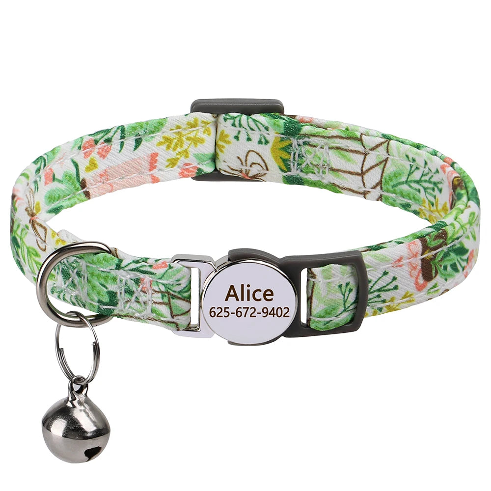 Personalized Kitten & Cat Collar with Cute Print & Bell