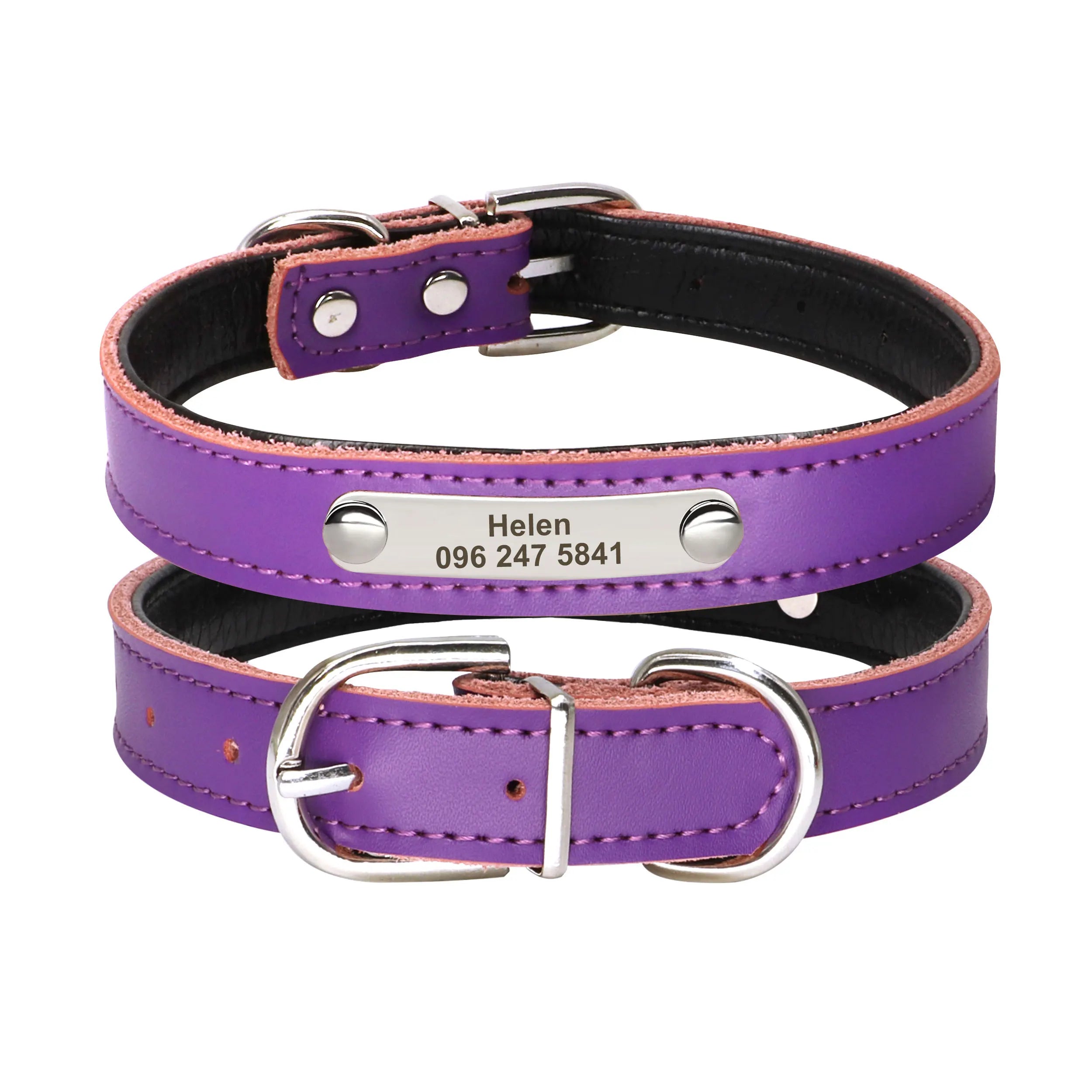 Personalized Leather Dog Cat Collar