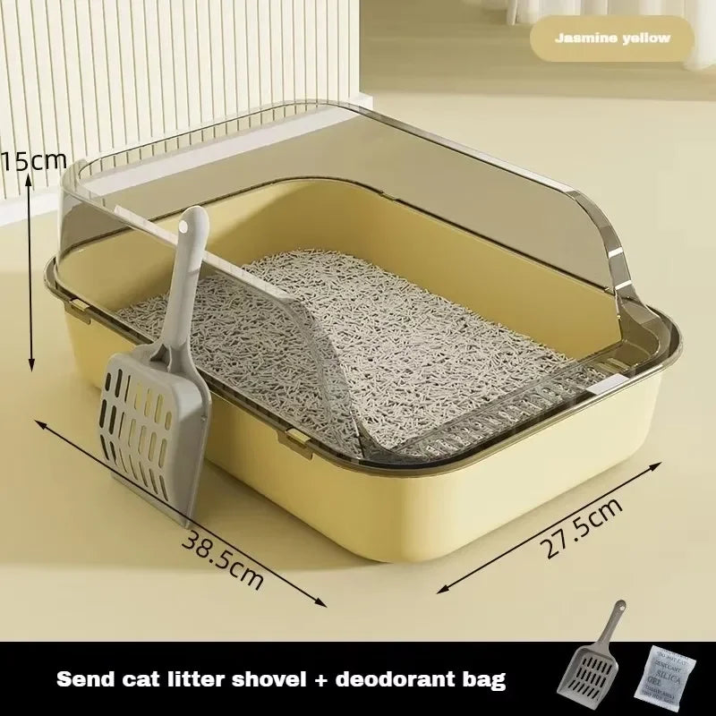 SplashGuard Semi-Enclosed Cat Litter Box with Integrated Scoop