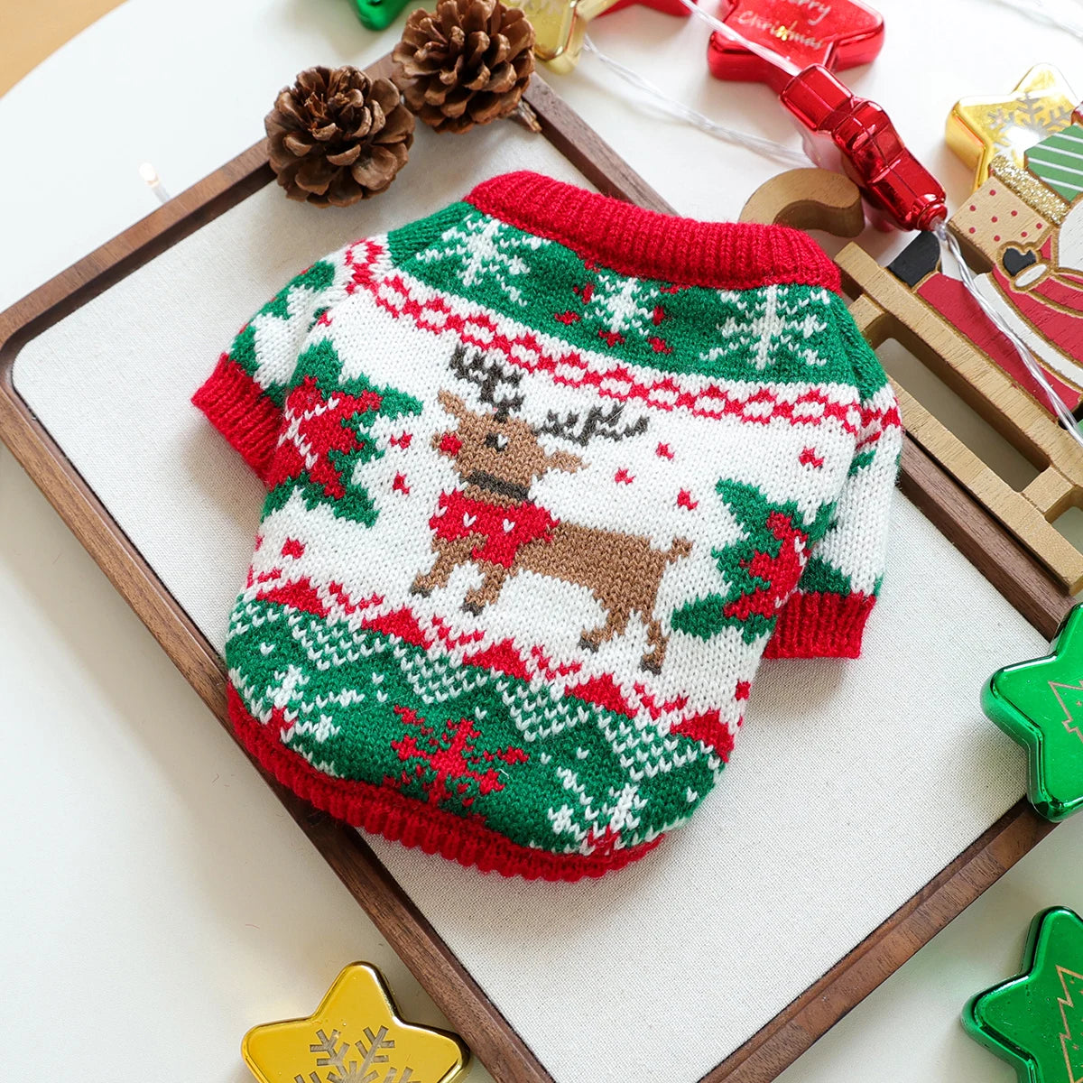 Cozy Christmas Rudolph Elk Sweater - Festive Knitwear for Your Pet