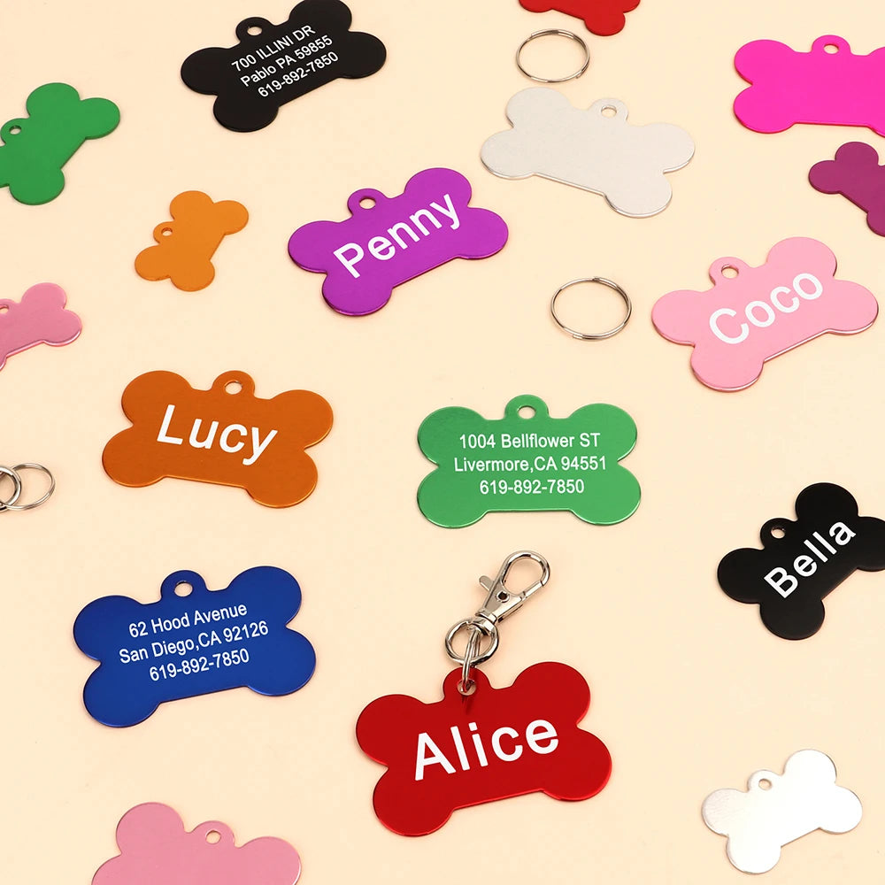 Personalized Pet ID Tags - Custom Bone-Shaped Charm for Dogs & Cats