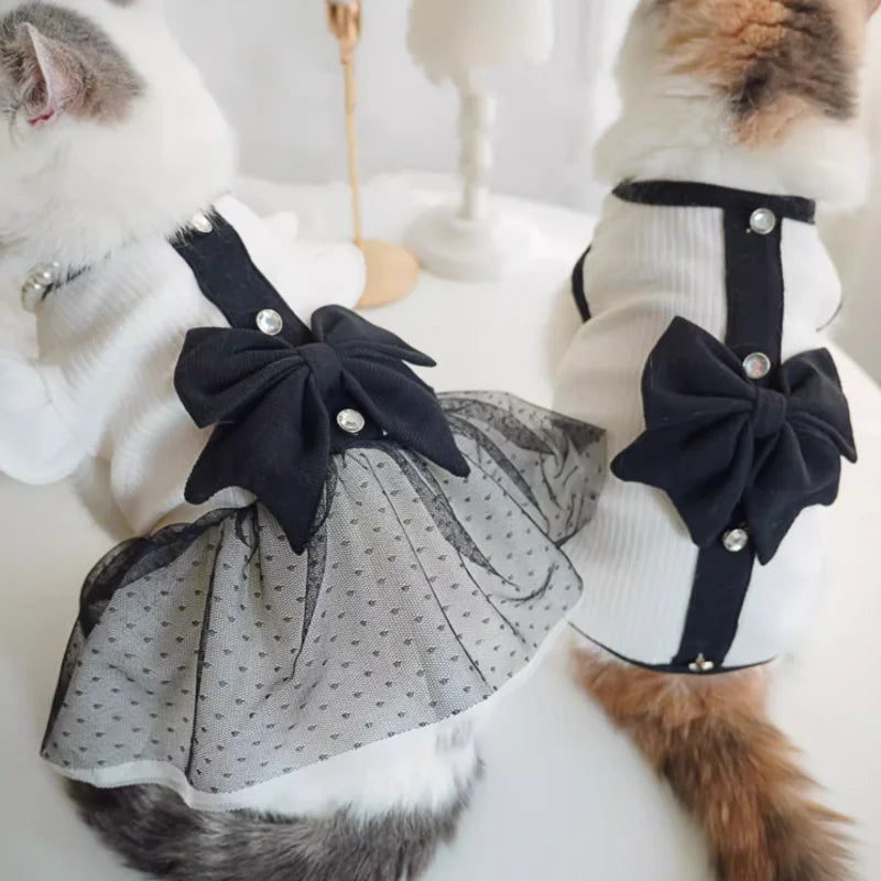 Elegant Lace & Bowknot Summer Dress for Dogs - Perfect for Stylish Puppies