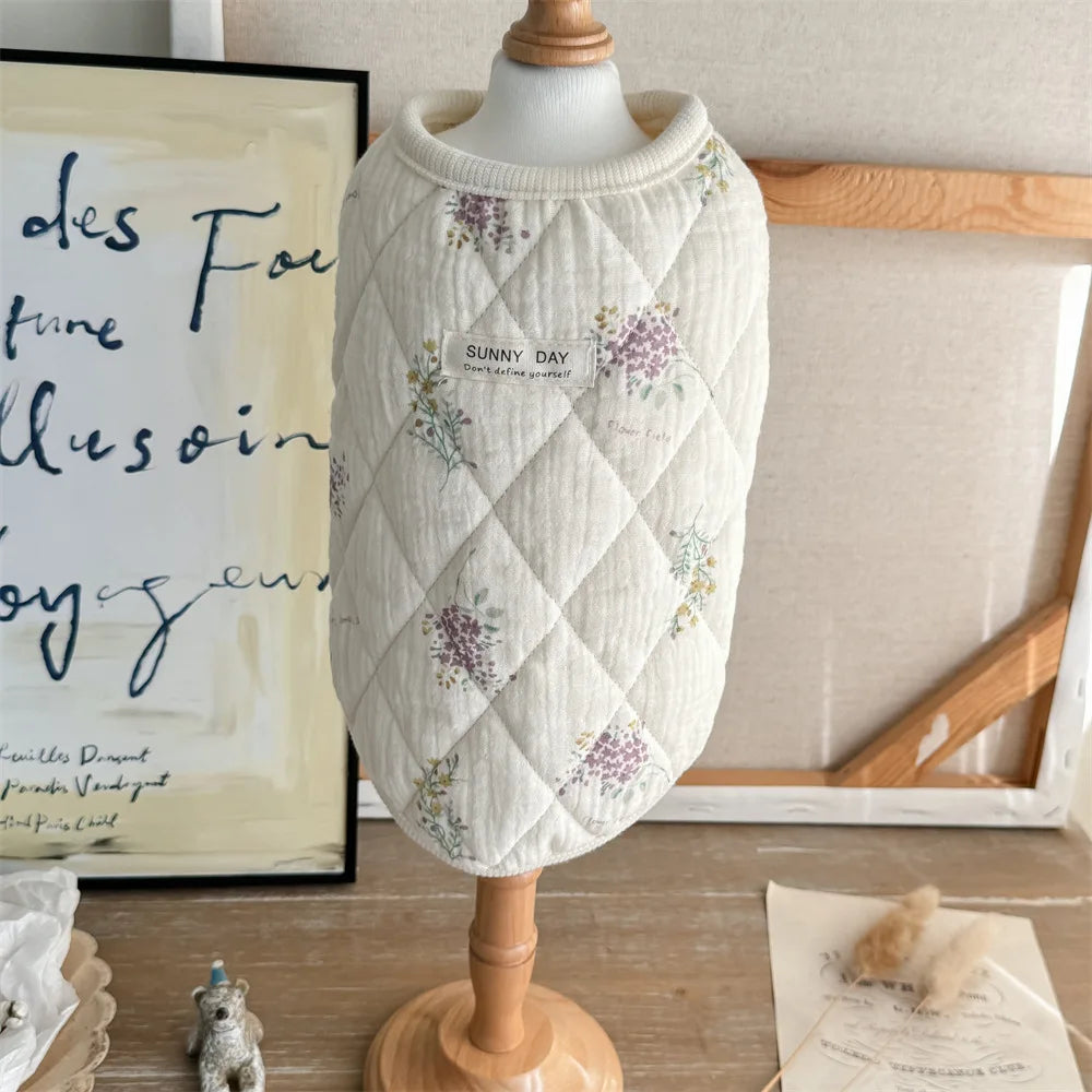 Winter Thermal Padded Vest - Stylish Home Wear for Small to Medium Dogs