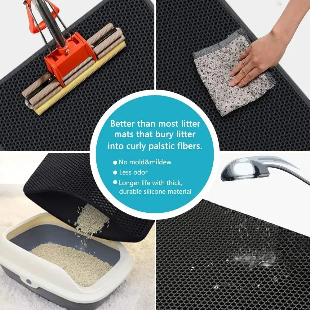 Non-Slip Cat Litter Mat: Double Layer Waterproof & Wear Resistant