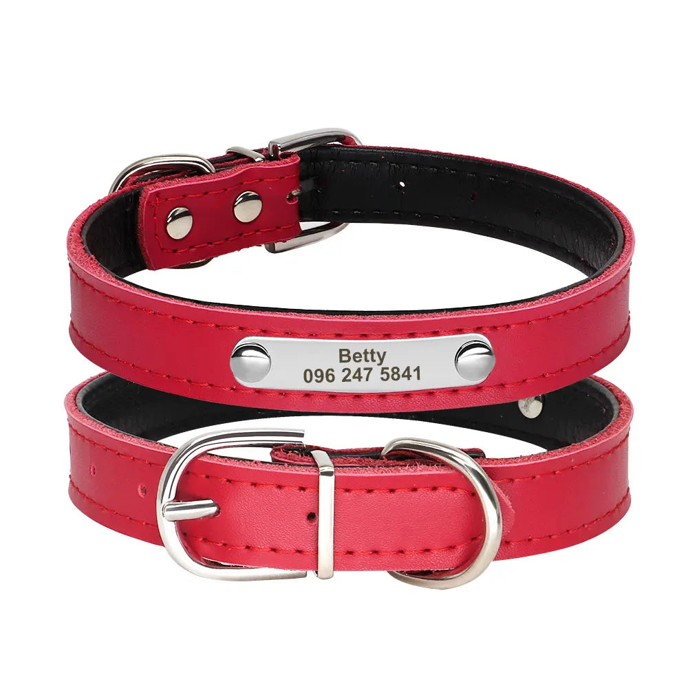 Personalized Leather Dog Cat Collar