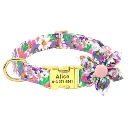 Blossom Charm Personalized Floral Dog Collar