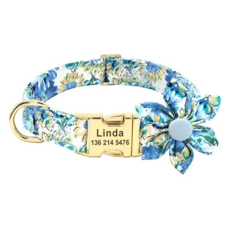 Blossom Charm Personalized Floral Dog Collar